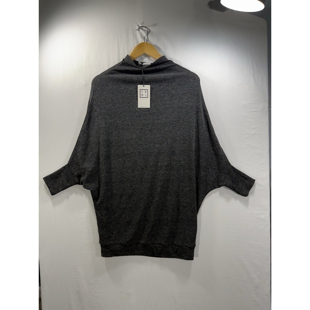 THML Gray Rib Knit Dolman Sleeve Sweater Poncho Top Women's Size Small NWT